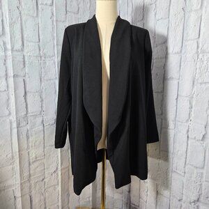 Ny Collection 1x Classic Black Open Front Waterfall Cardigan Blazer NWT